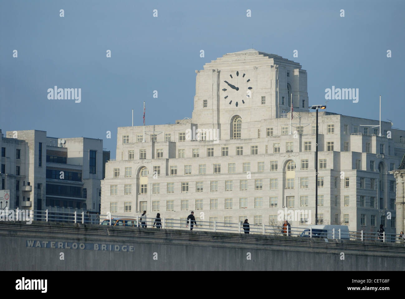 Shell Mex House beyond Waterloo Bridge. It was completed in 1930. Stock Photo