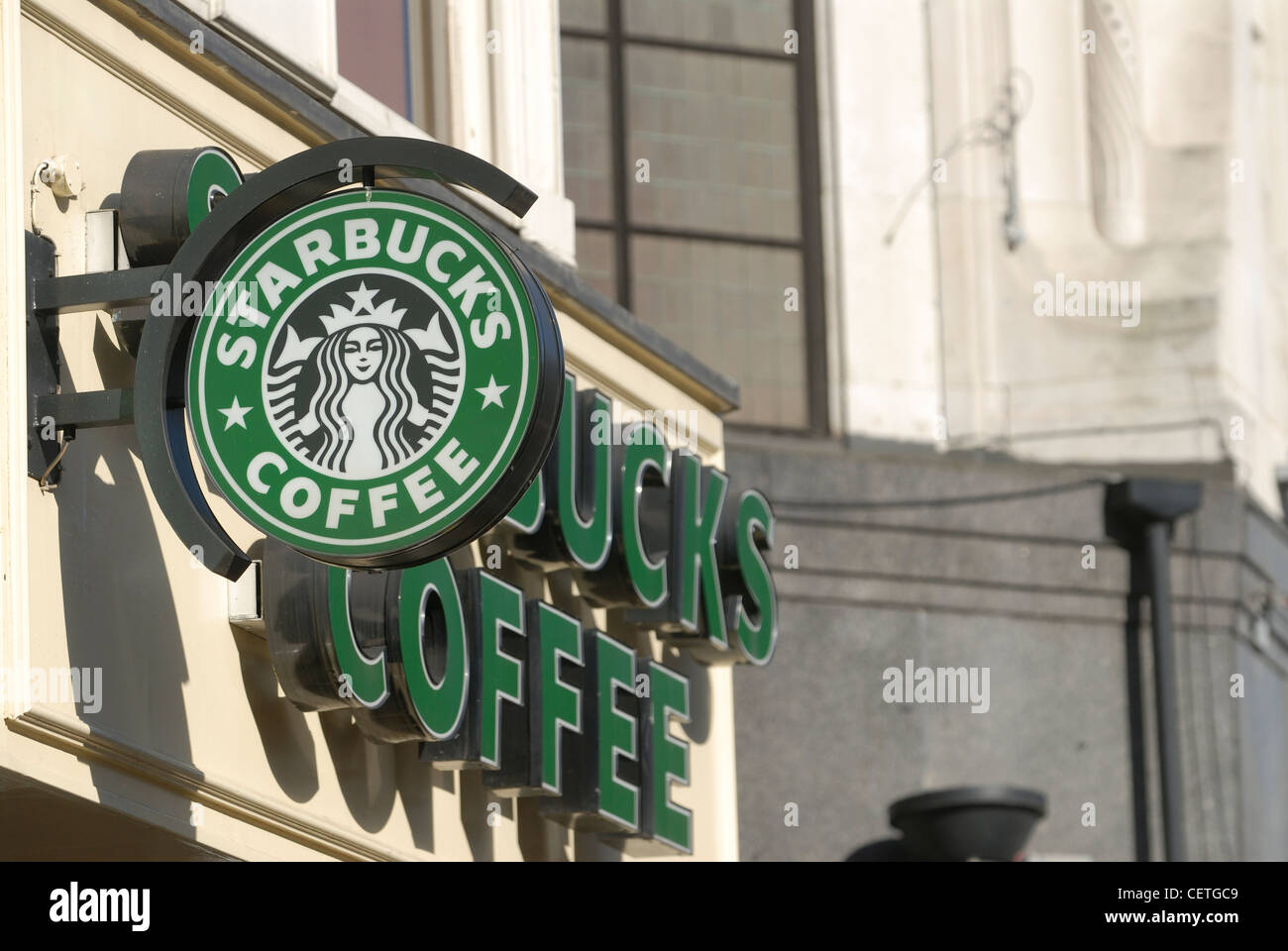 Detail of Starbucks signage. The name comes from Herman Melville's Moby