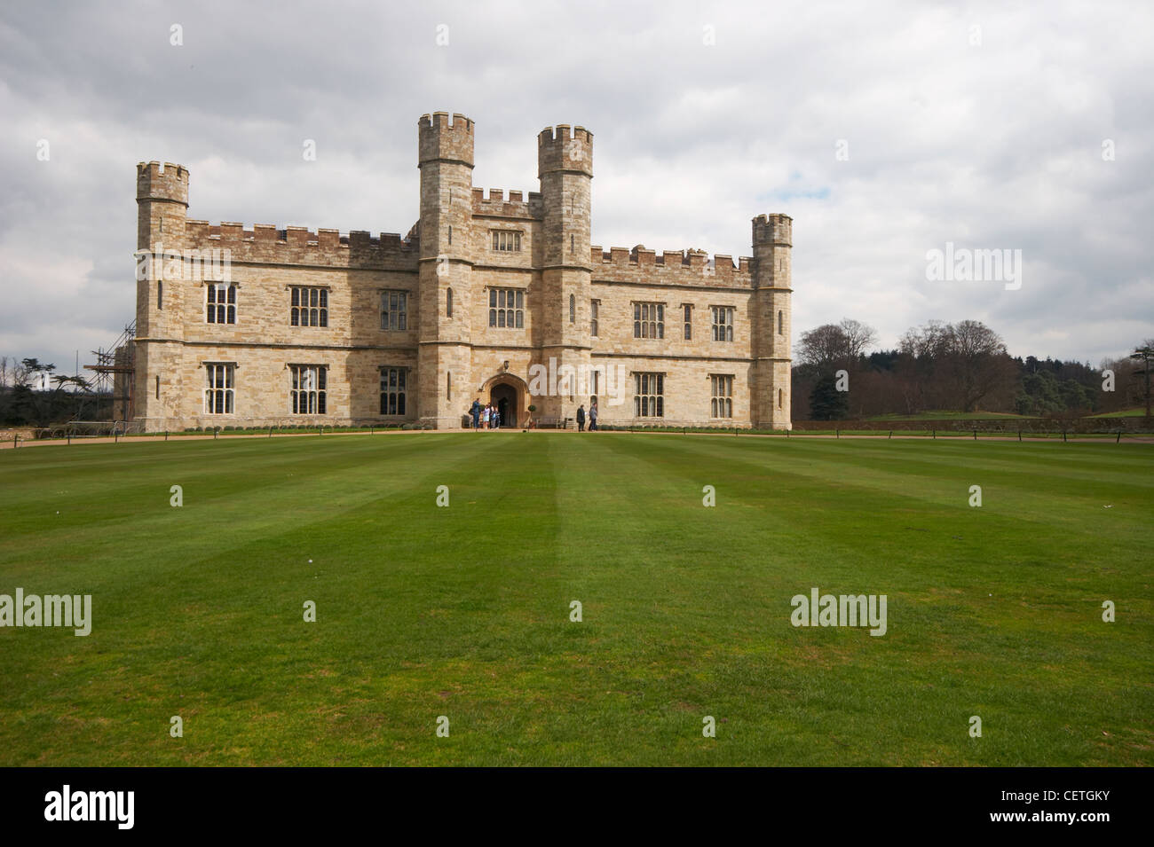 Exterior of Leeds Castle. It is often acclaimed as the most romantic castle in England, and is built on two adjacent islands in Stock Photo