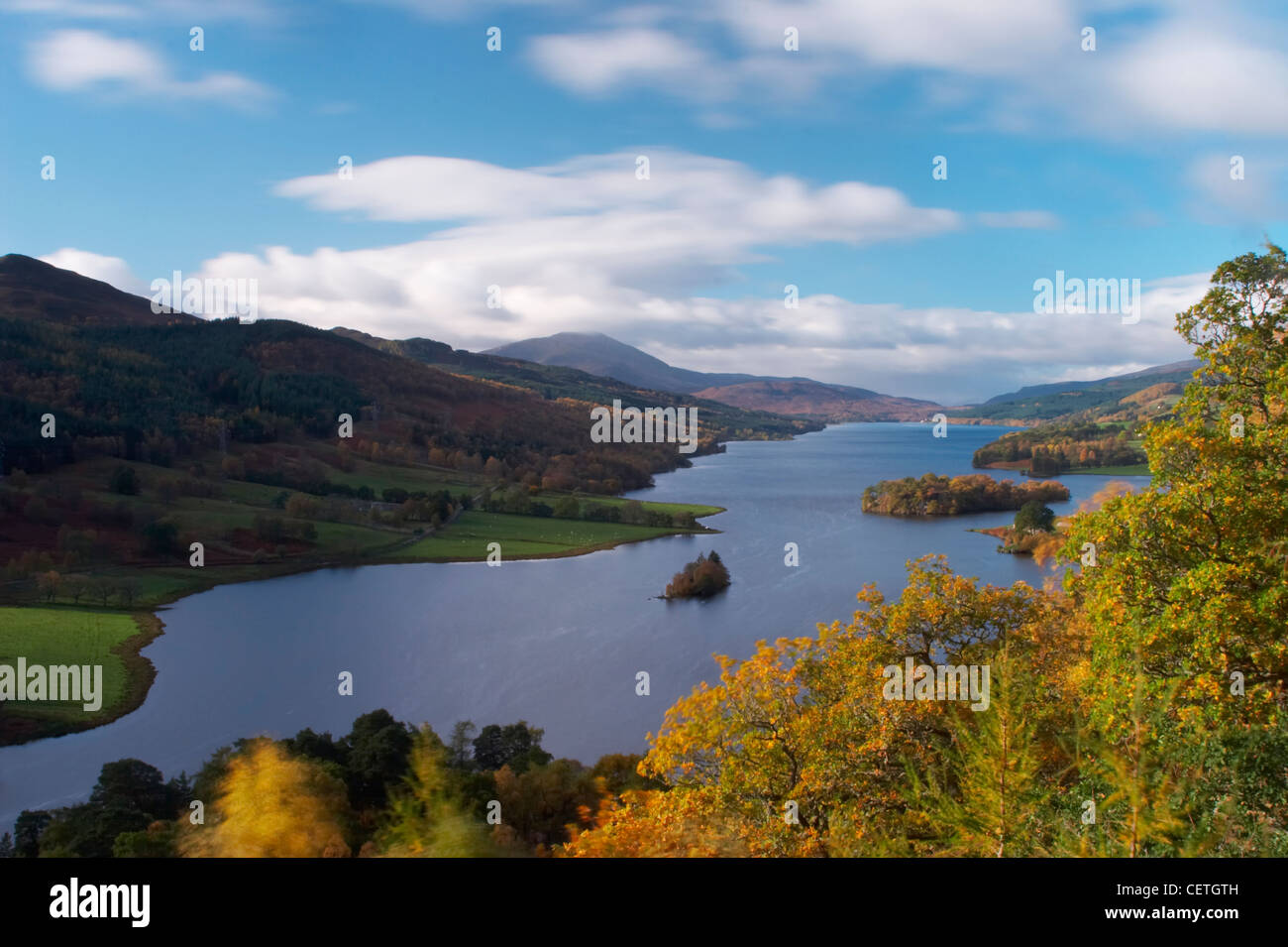Queen's View in Autumn. One of the outstanding beauty spots in all of Scotland, where Queen Victoria took tea in 1866 and survey Stock Photo