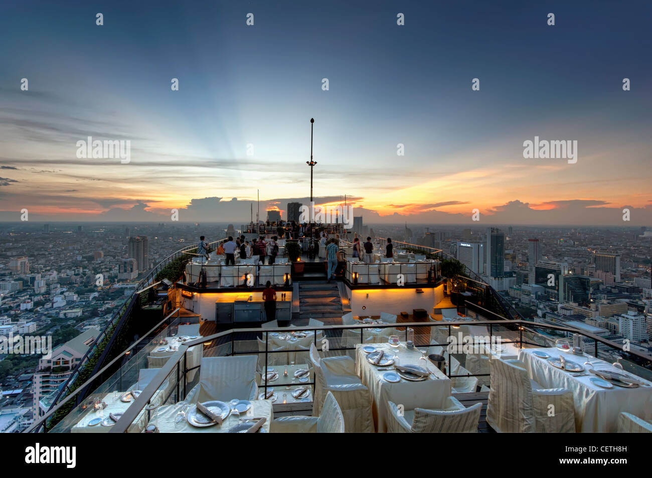 Spaceship Hovering Over Bangkok | Vertigo & Moon Bar at Banyan Tree Hotel | Bangkok Stock Photo