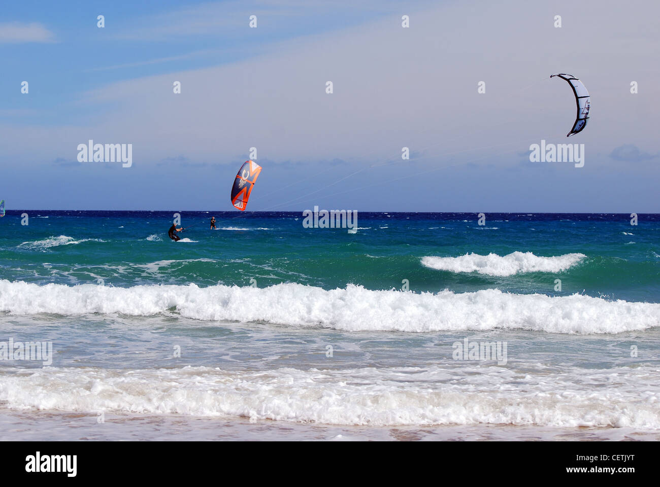 surf kites on gorriones beach number Stock Photo Alamy