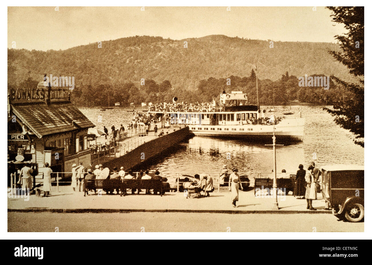 Bowness Promenade and Pier with The Teal Stock Photo