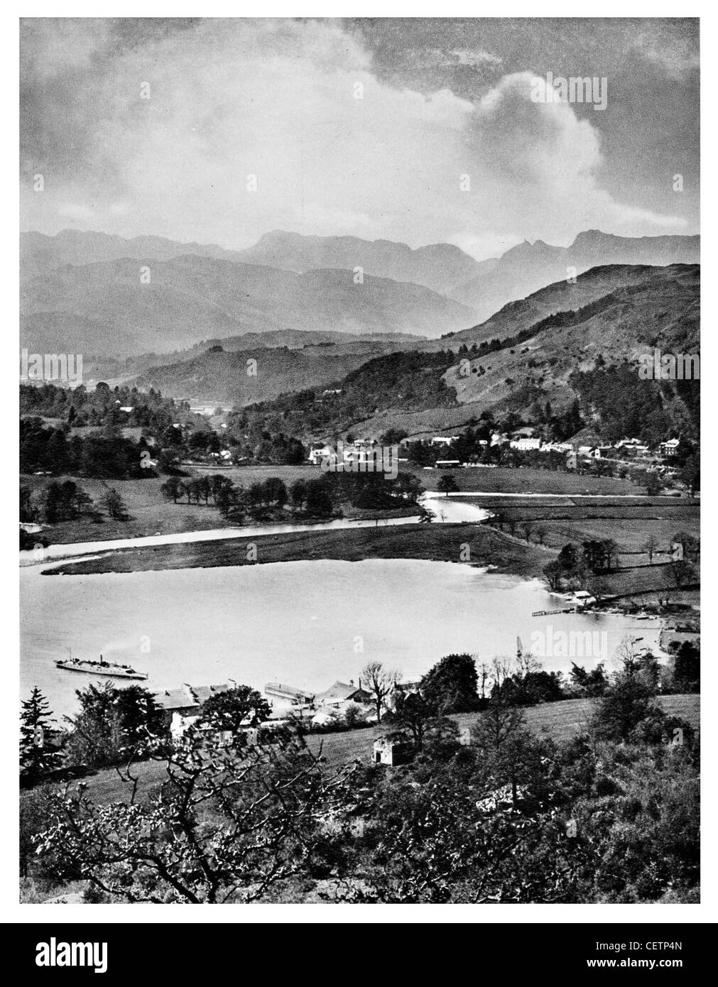 Waterhead Windermere Lake and Langdale Pikes Stock Photo Alamy