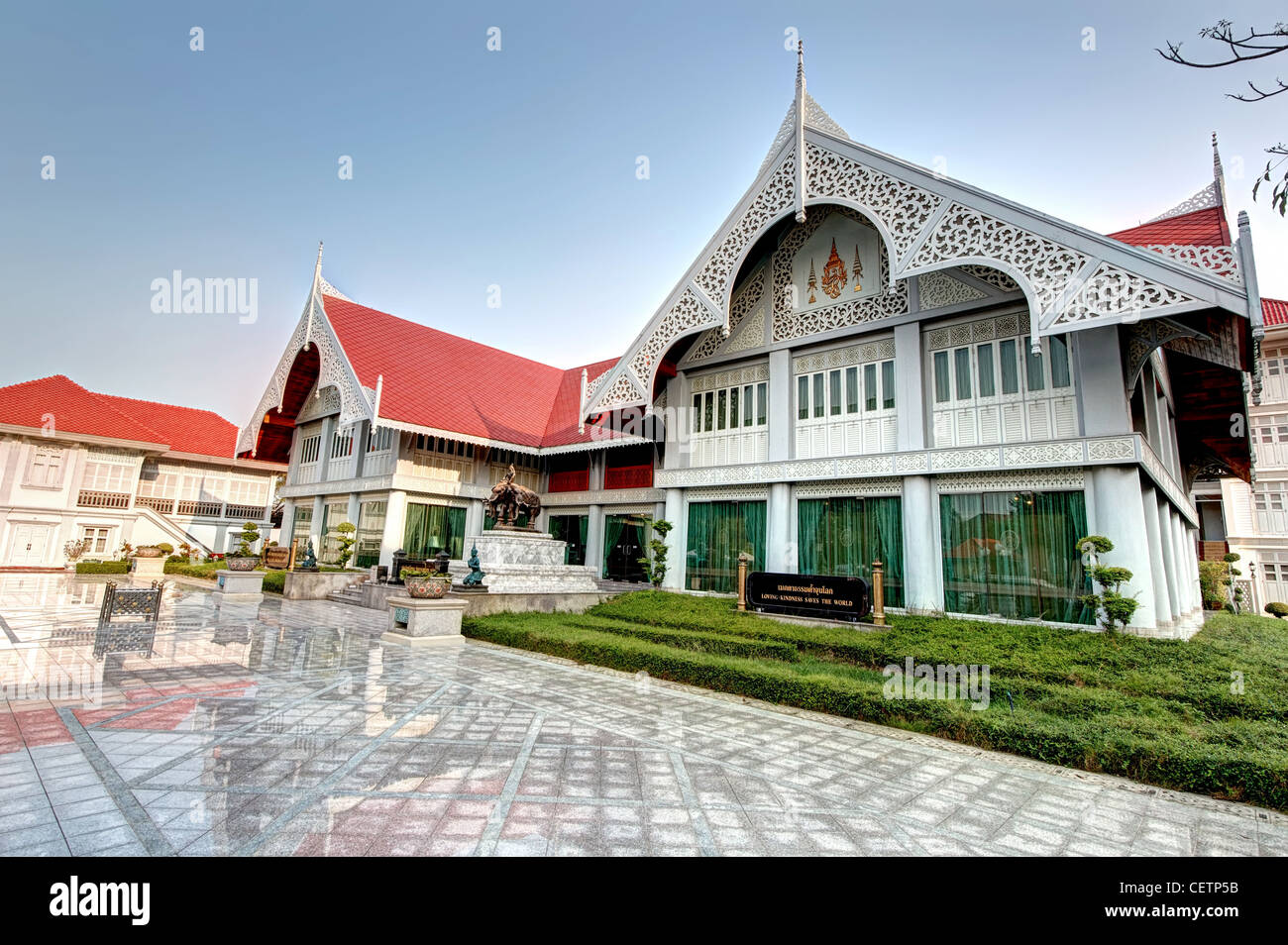 Golden Teak Museum at Wat Thewarat Kunchorn Worawiharn, Bangkok, Thailand Stock Photo
