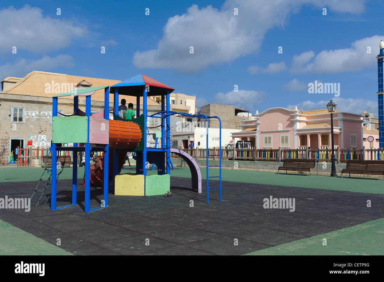 Playground n Sal Rei, Boa Vista,Cape Verde Islands Spielplatz in Sal Rei, Boa Vista, Kapverden, Afrika Stock Photo