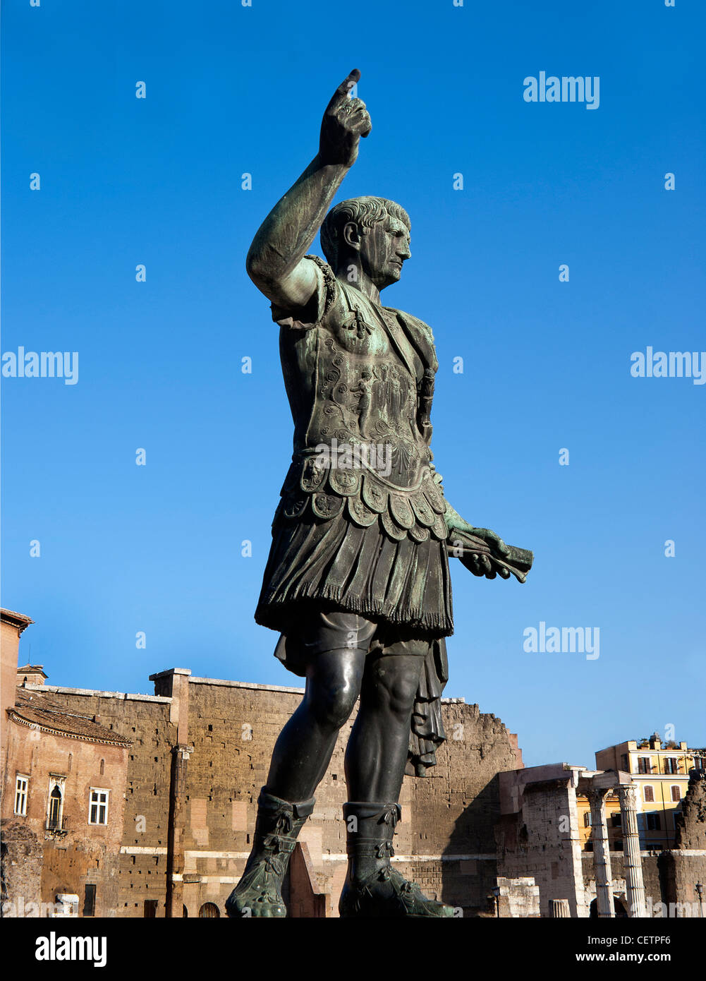 Bronze statue of emperor Caesar Augustus on Via dei Fori Imperiali, Rome, Italy Stock Photo Alamy
