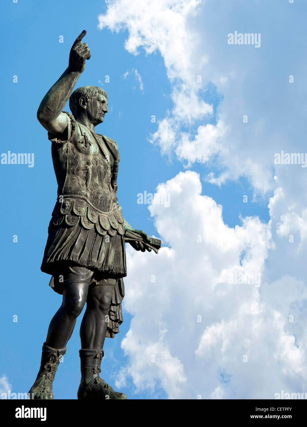 Bronze statue of emperor Caesar Augustus on Via dei Fori Imperiali