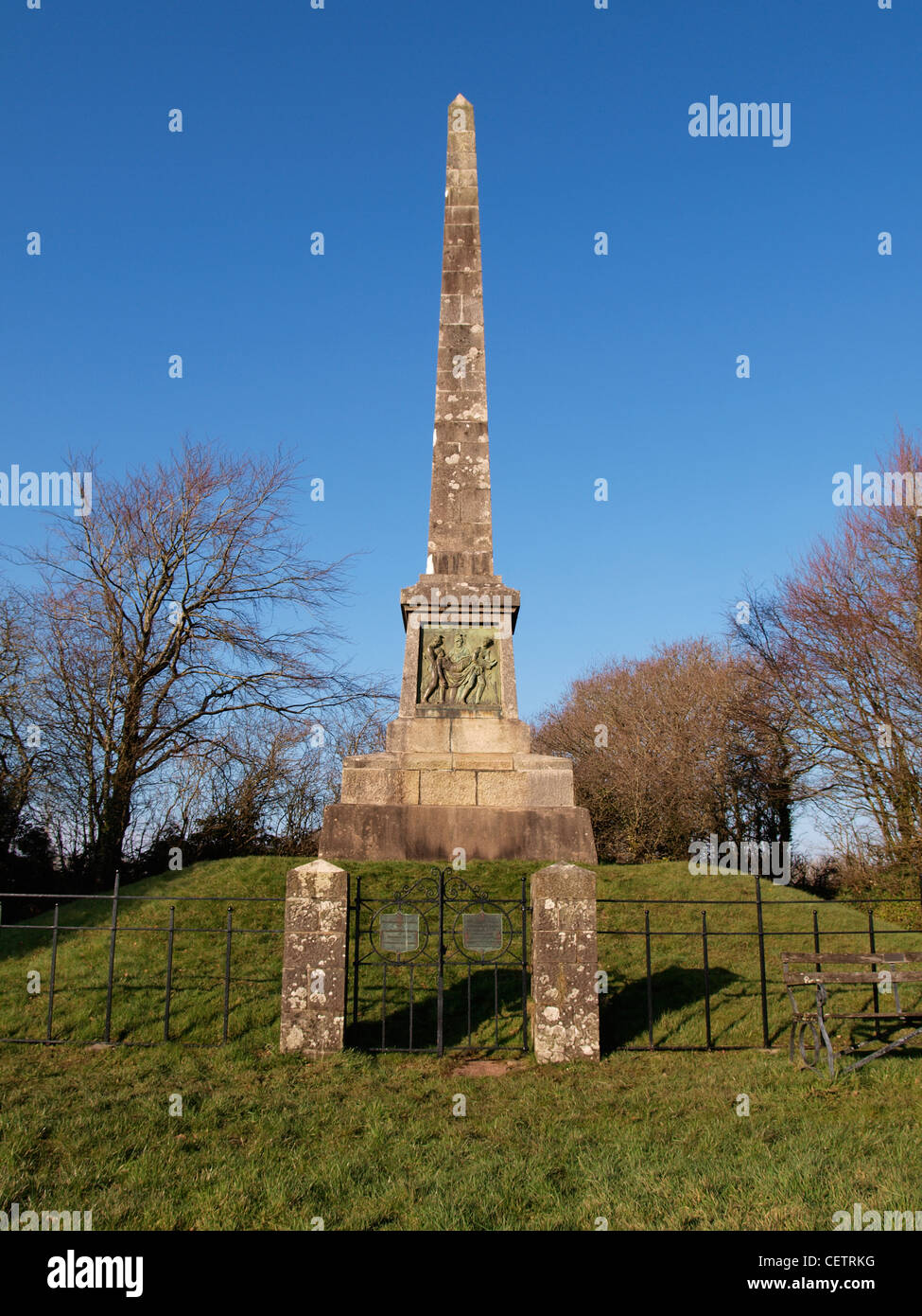 Obelisk to William Morris who lead first wave of Charge of the Light Brigade Stock Photo