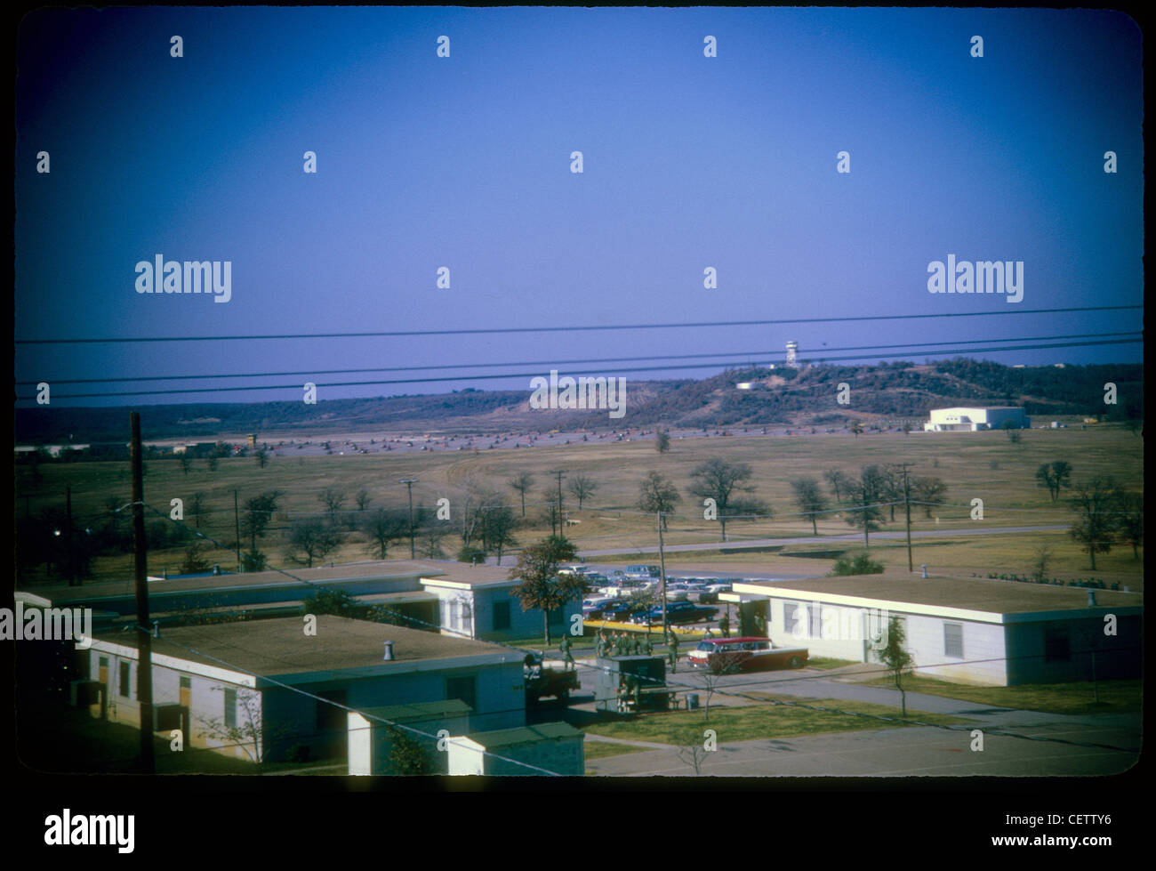 overall scene of fort wolters texas where helicopter pilots were trained during the vietnam war. 1965 housing soliders American Stock Photo