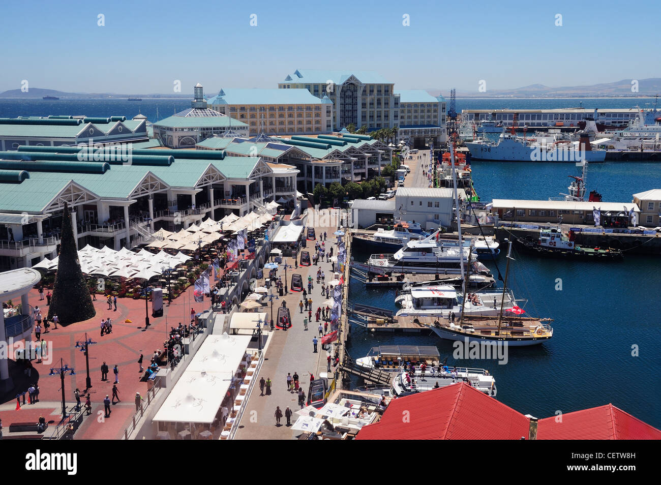 Aerial view of Victoria & Alfred Waterfront complex, Cape Town, Western Cape, South Africa Stock