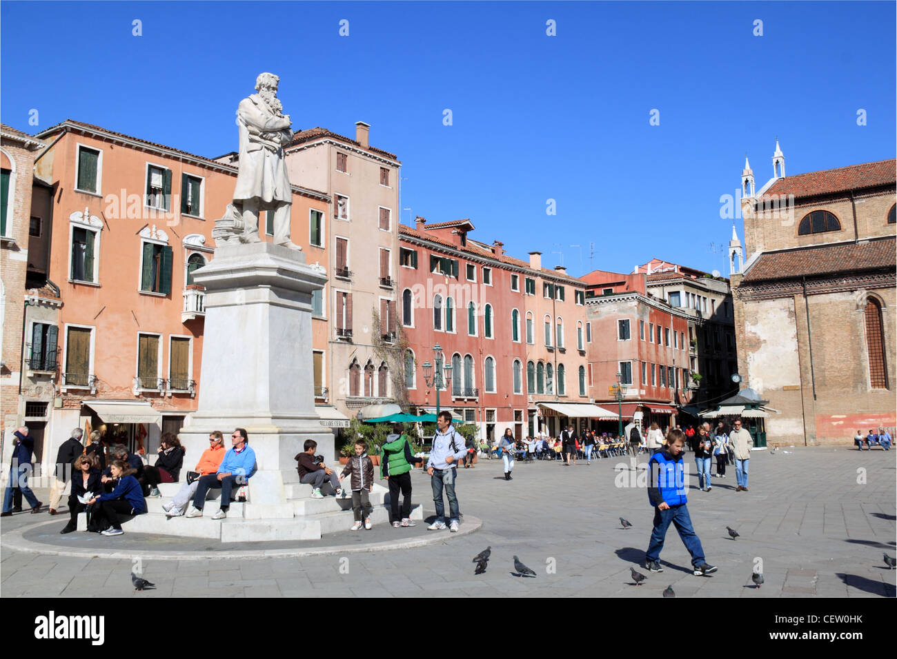 Statue of Niccolo Tommaseo in Campo San Stefano, Venice, Veneto, Italy, Adriatic Sea, Europe Stock Photo