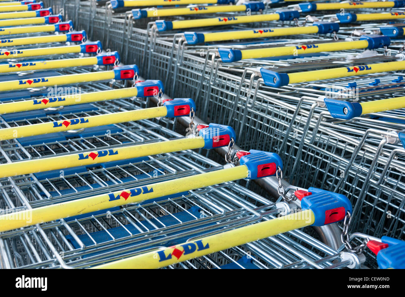 Lidl supermarket shopping trolleys Stock Photo - Alamy