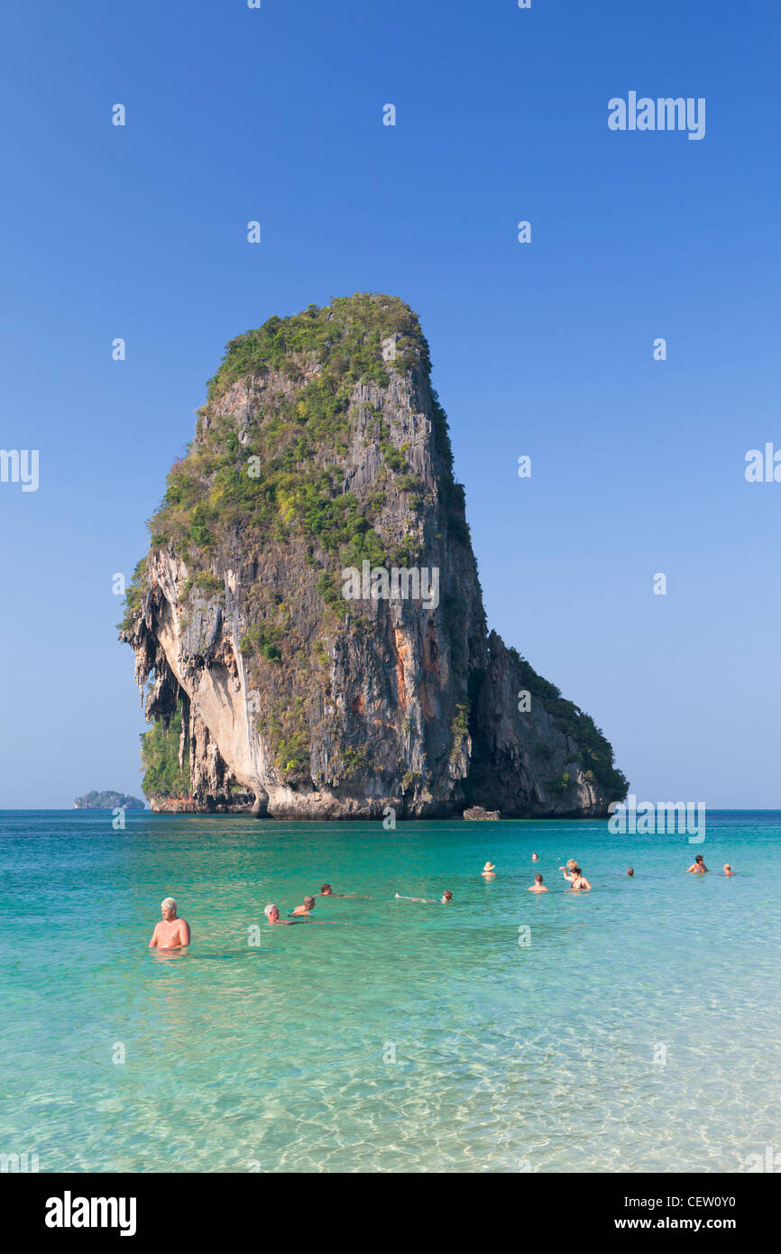 Rock formation on Laem phra nang beach, Thailand Stock Photo