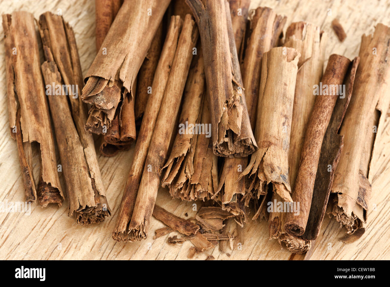 Cinnamon sticks, on tray. Stock Photo