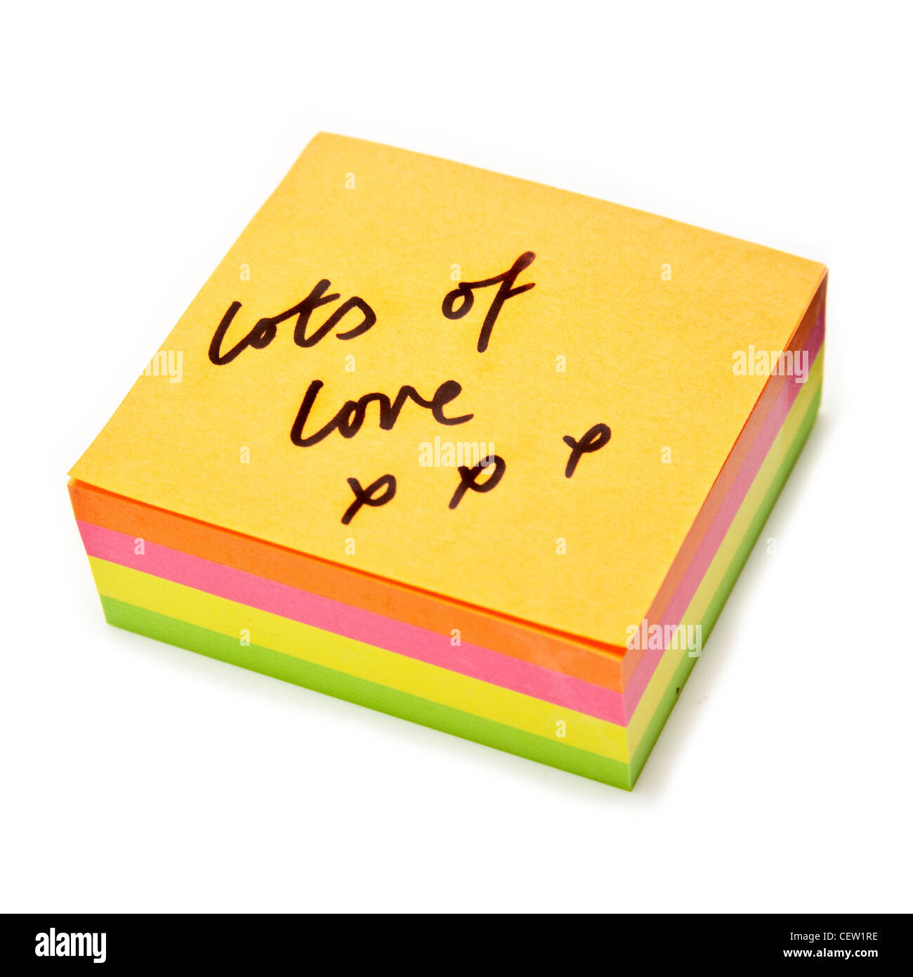 Sticky Note Pad With Lots Of Love Message Isolated On A White Studio Background Stock Photo Alamy