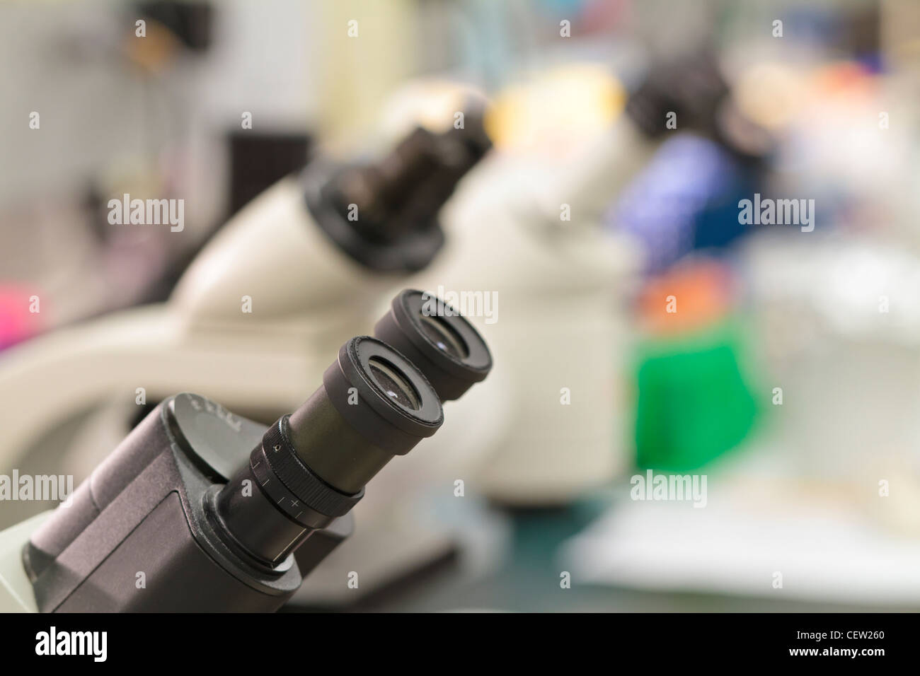 microscopes inside a laboratory Stock Photo