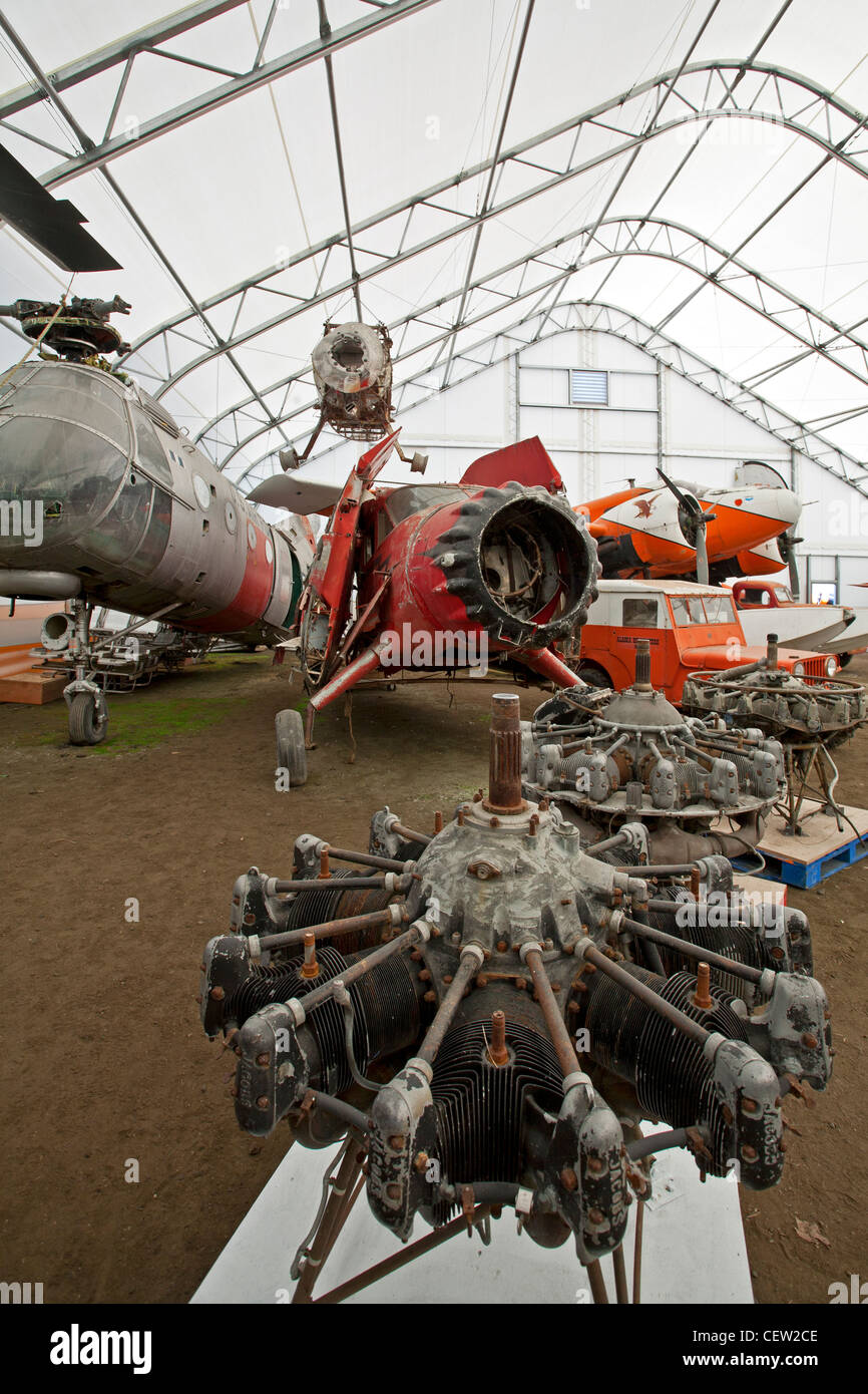 Old aircraft engines. Alaska Aviation Museum. Anchorage. Alaska. USA Stock Photo