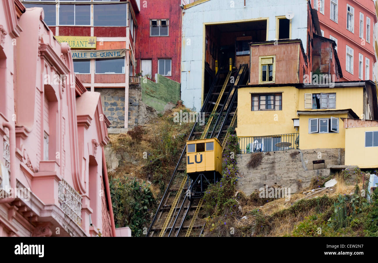 ValparaIso, Chile. South America. Ascensor Espiritu Santo. Funicular ...