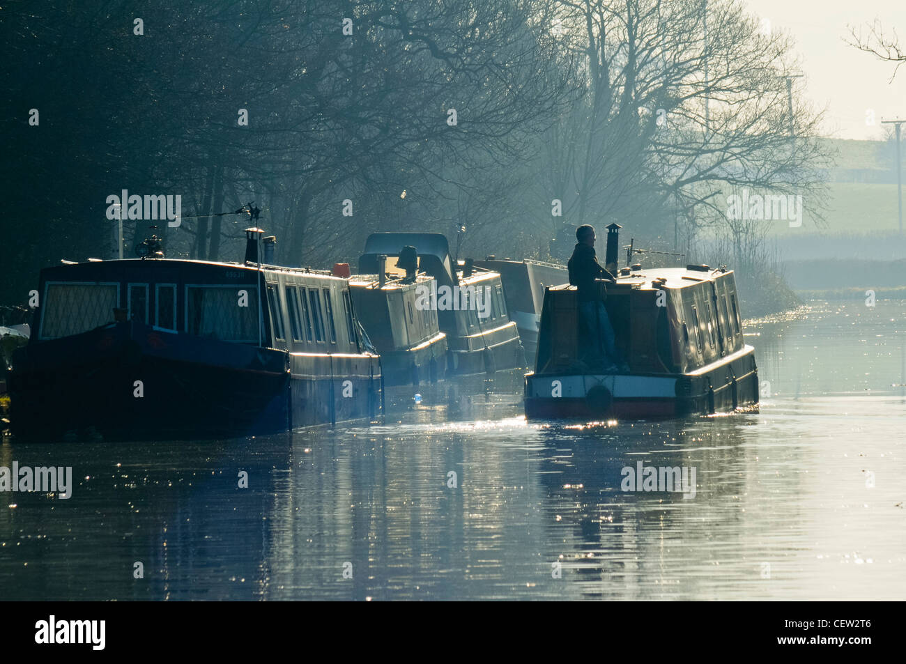 Narrowboats on the Lancaster Canal near Garstang Lancashire England Stock Photo