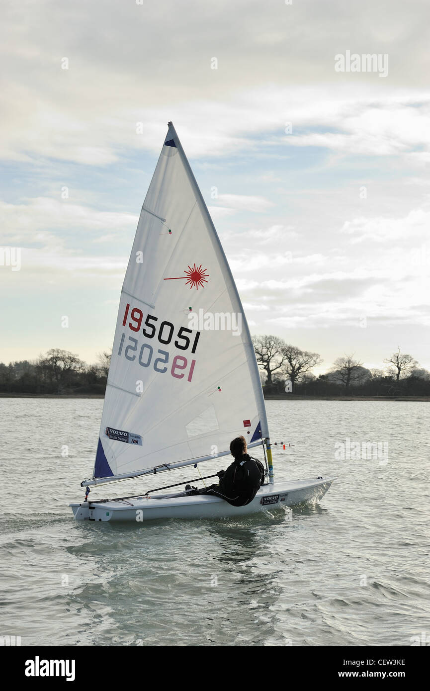 dinghy sailing Chichester Harbour England UK Stock Photo Alamy