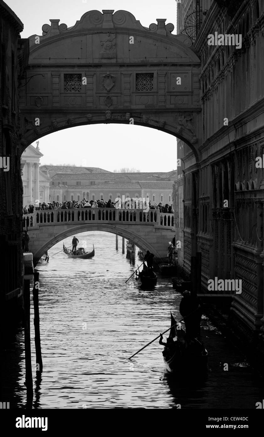 Venice canal in black and white Stock Photo