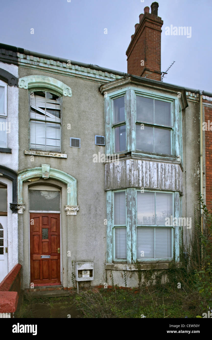 Rundown terraced house, Grimsby, North East Lincolnshire Stock Photo