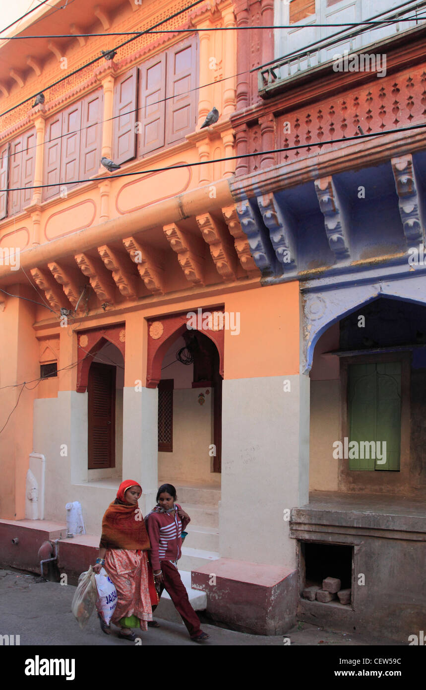 India, Rajasthan, Jodhpur, Old City, street scene, people, traditional architecture, Stock Photo