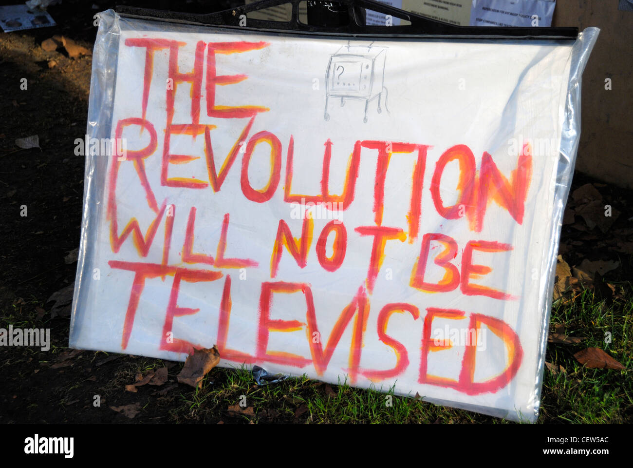 Revolution will not be televised sign hires stock photography and