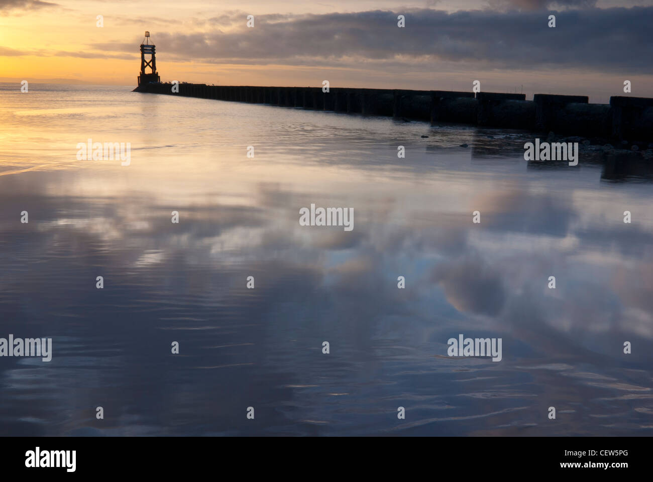 Sunset at Crosby Beach Merseyside. Stock Photo