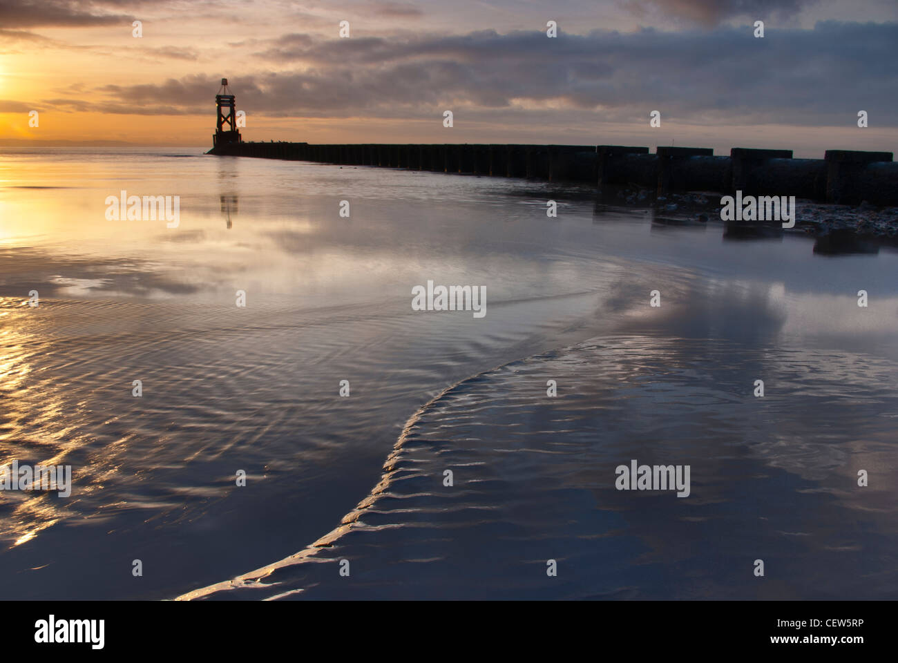 Sunset at Crosby Beach Merseyside. Stock Photo