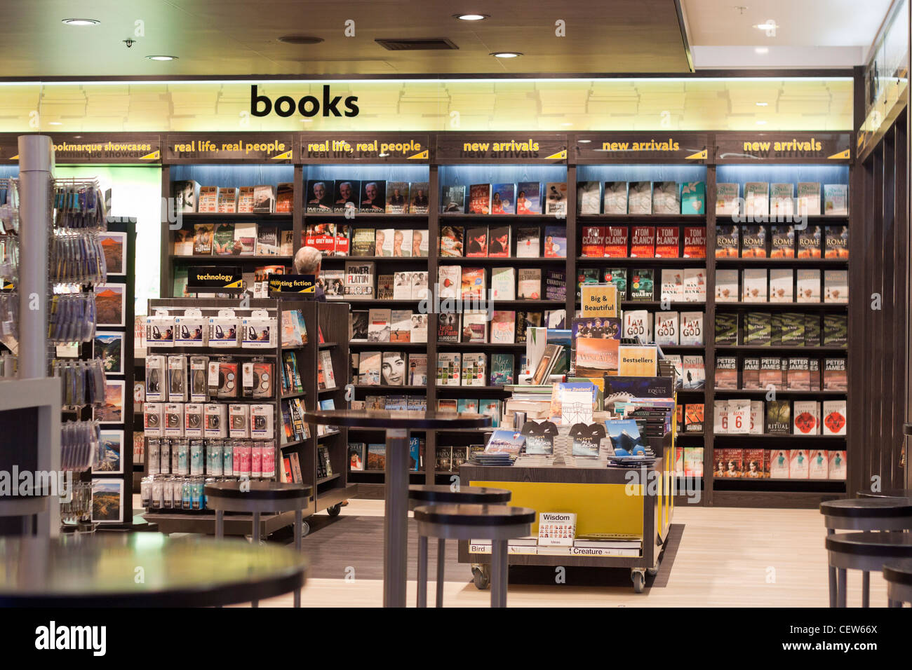 Bookshop in Auckland International Airport, New Zealand. Stock Photo