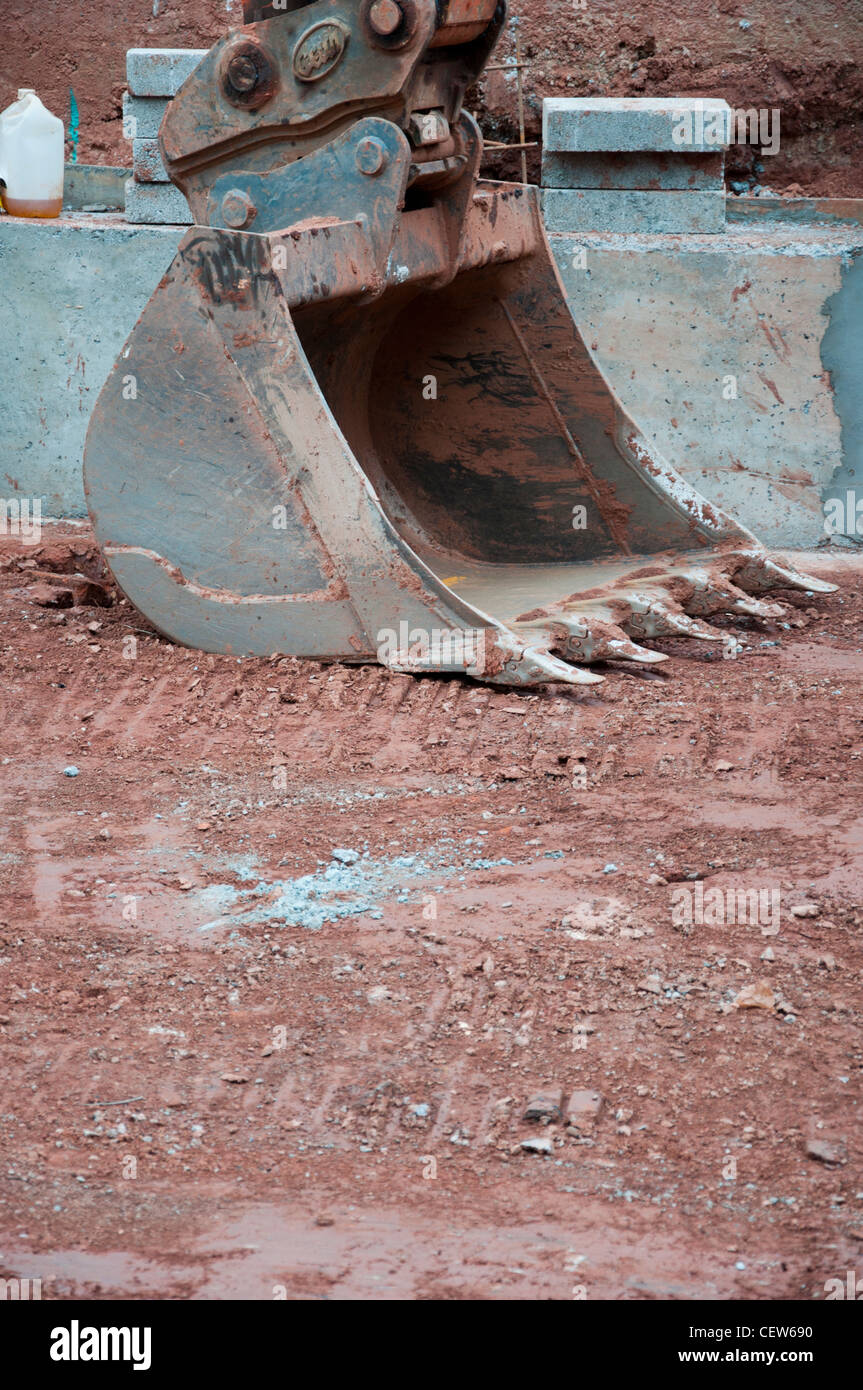 Close up of Digger bucket scoop at construction site Stock Photo Alamy