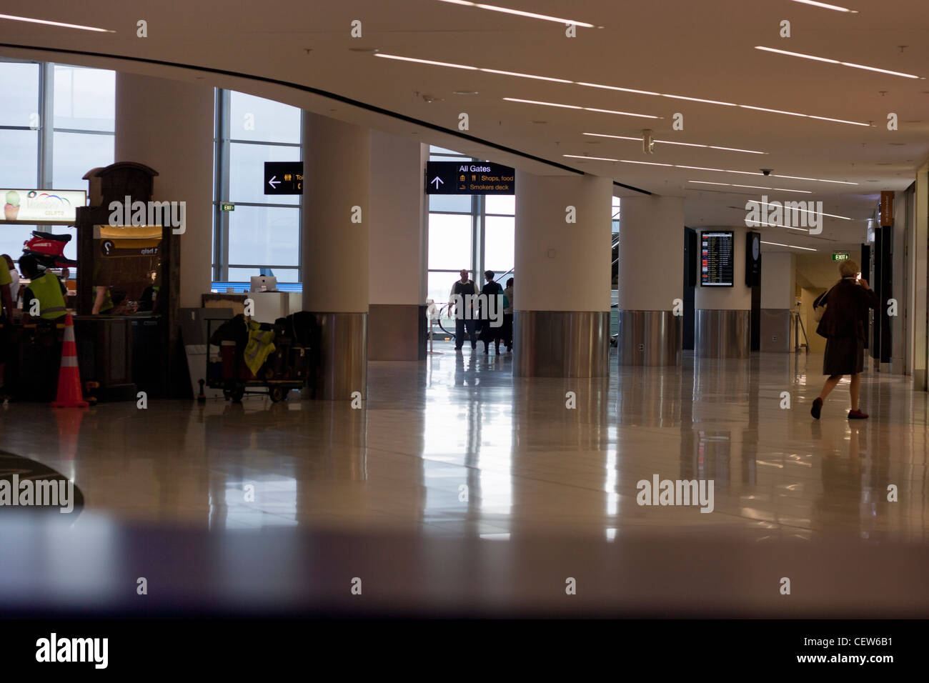 Hallway inside Auckland International Airport, Auckland, New Zealand. Stock Photo
