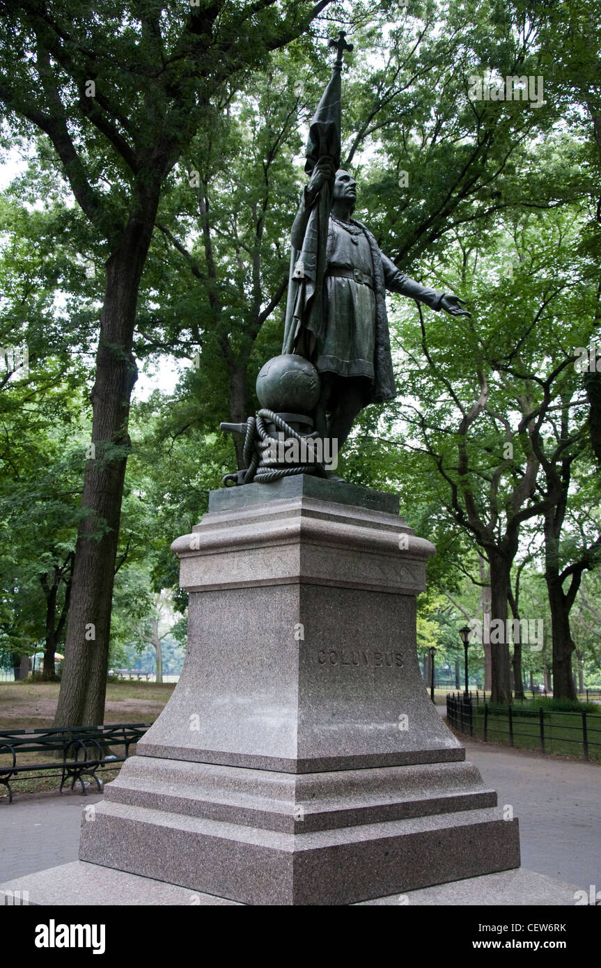 Statue of Christopher Columbus in Central Park New York City, USA Stock