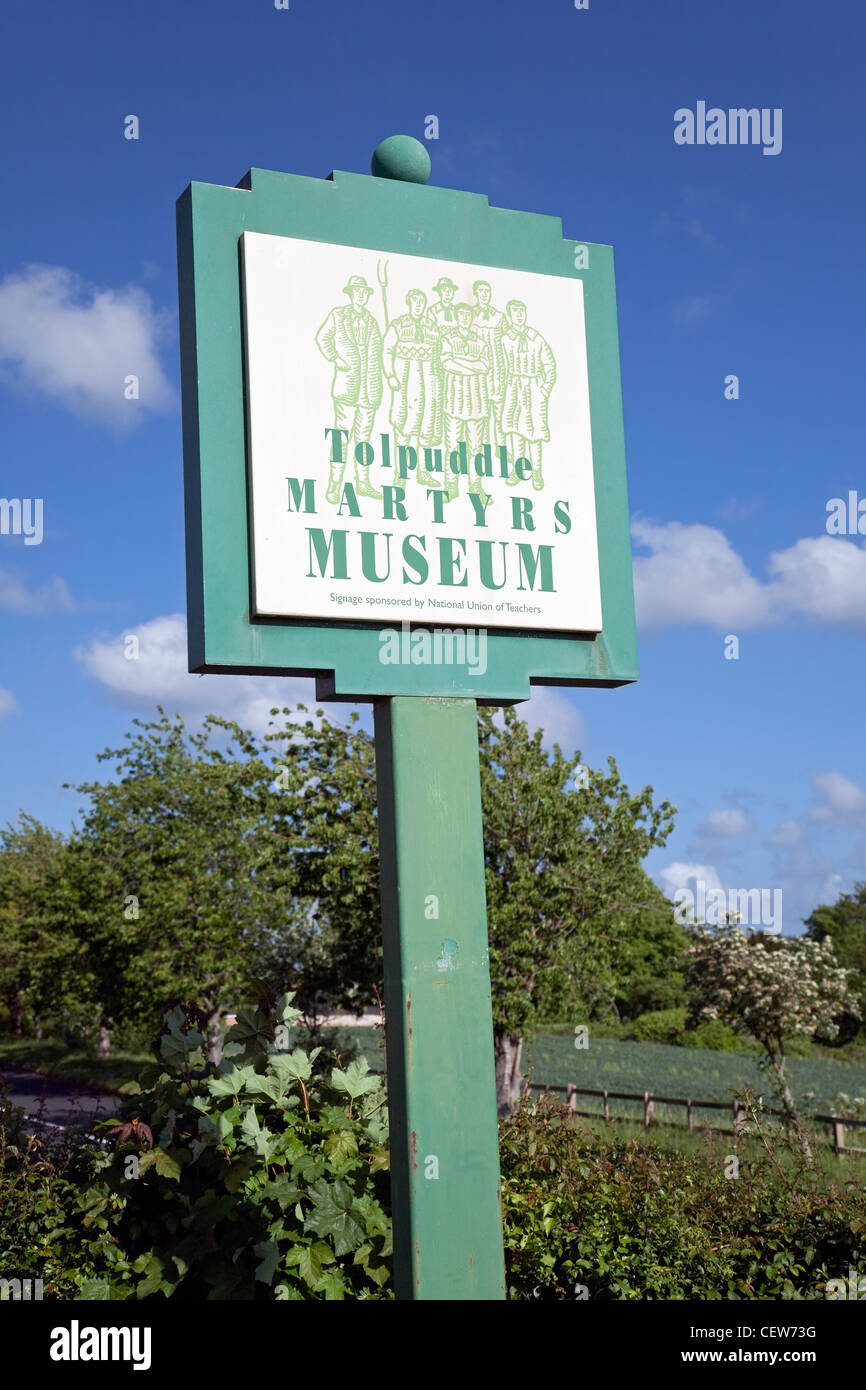 England Dorset Tolpuddle Martyrs' Museum Wooden Sign Stock Photo