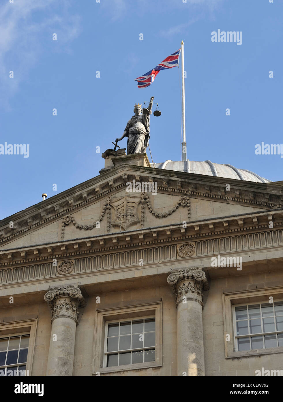 Statue of Justice atop the Guildhall Bath, Bath and Northeast Somerset