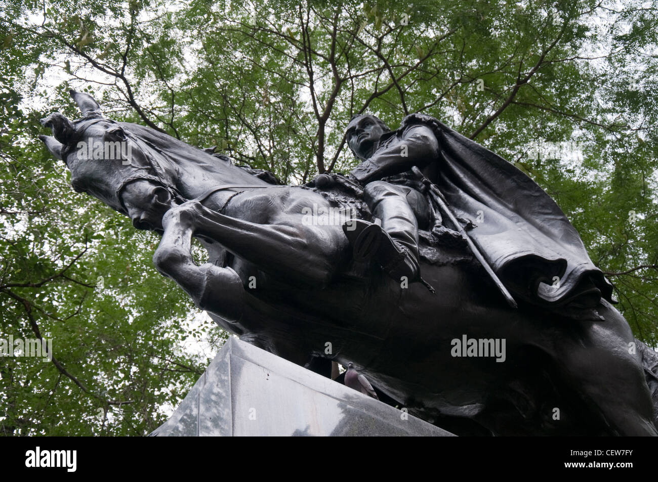 Statue of Simon Bolivar in Central Park New York City, USA Stock Photo