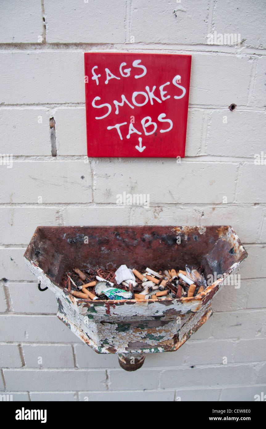 Old bin for smokers cigarette stubs Stock Photo Alamy