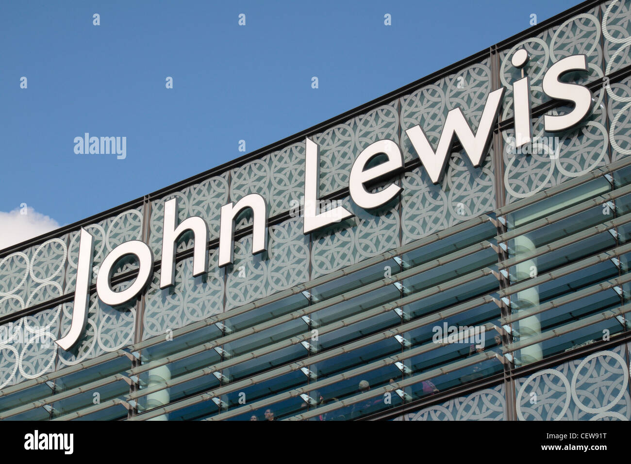The John Lewis logo outside the branch in Westfield Stratford City