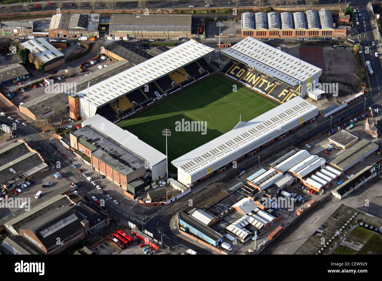 Aerial image of Notts County's Meadow Lane football ground Stock Photo