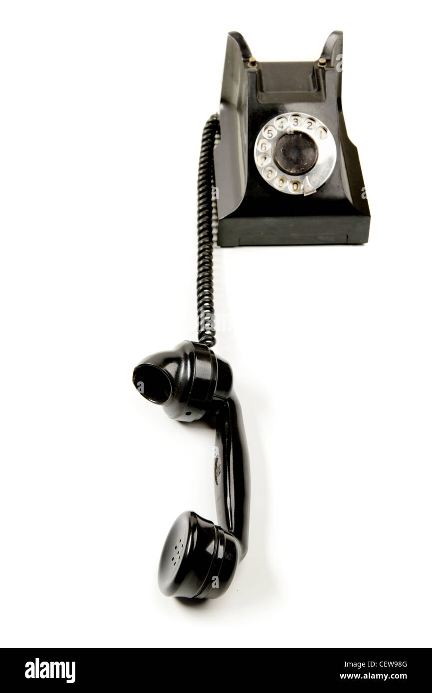 Vintage telephone isolated over the white background Stock Photo