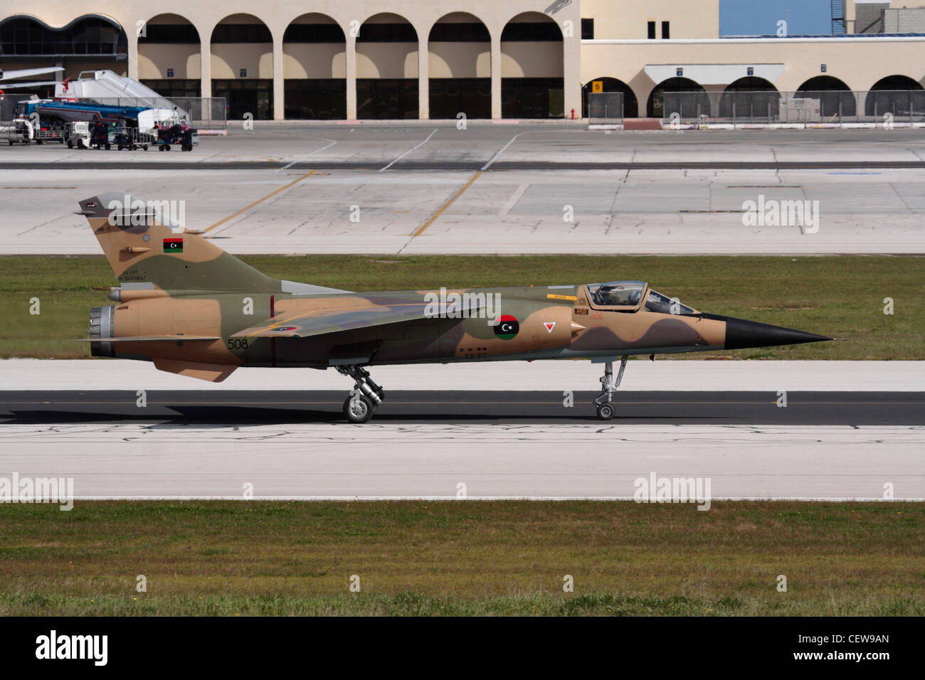 Libyan Air Force Dassault Mirage F1E bearing the post-revolutionary national insignia Stock Photo