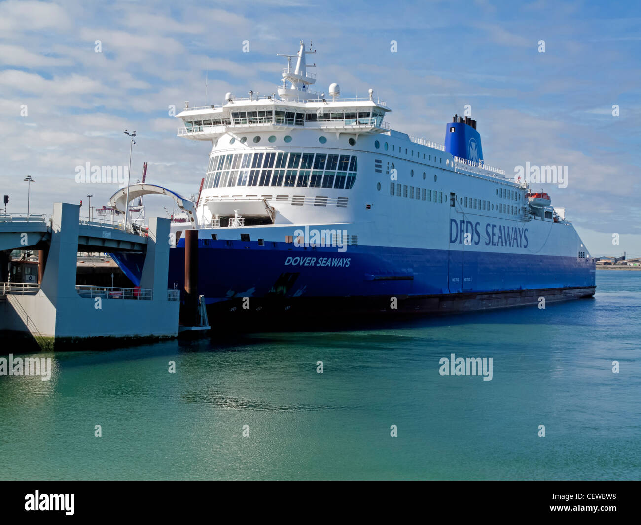 DFDS Seaways cross channel passenger car ferry Dover Seaways moored in the port at Dunkerque in