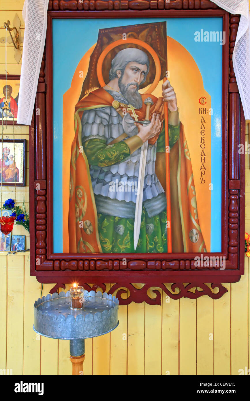 icon on wall in rural church Stock Photo