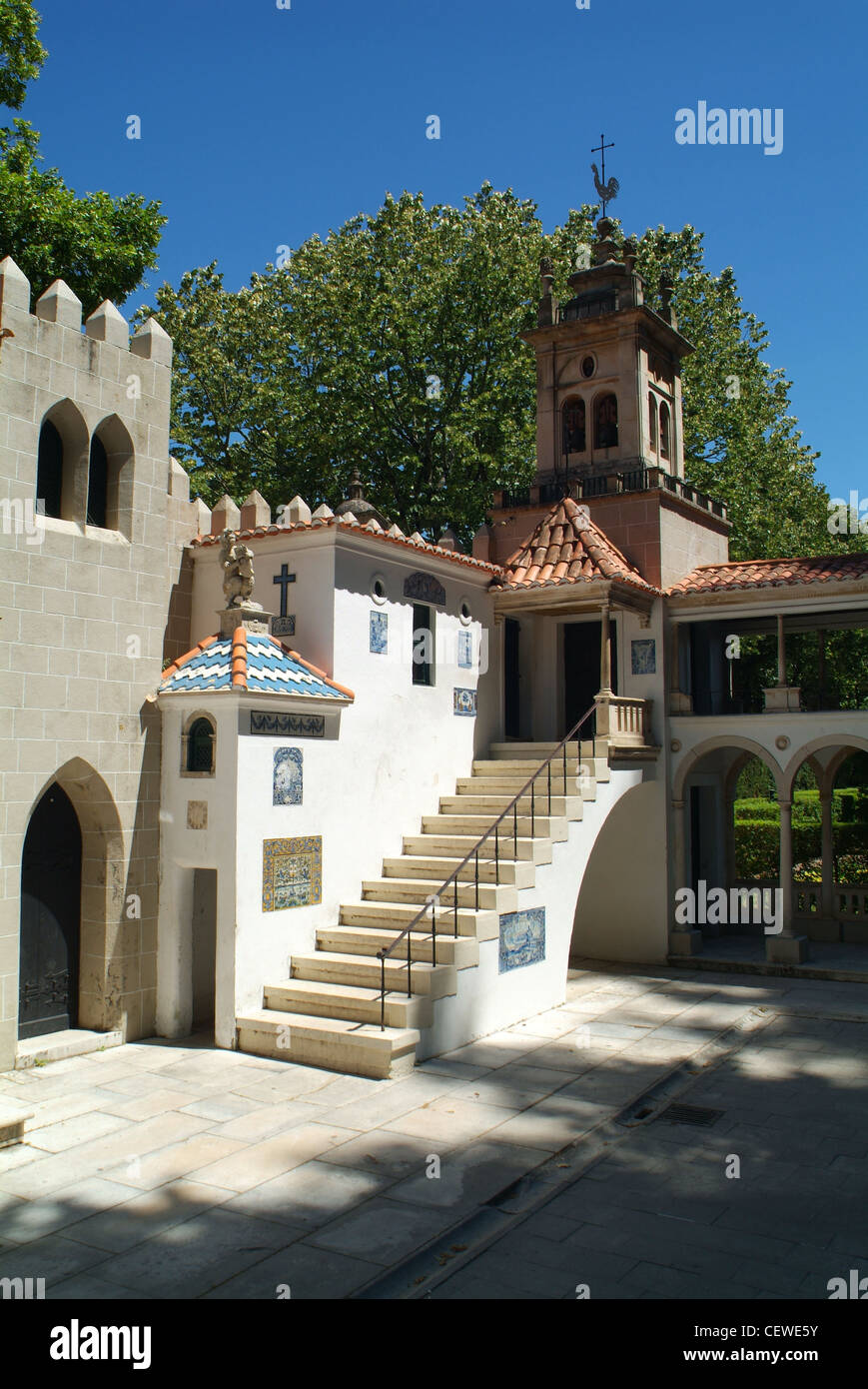 Miniature houses in Portugal dos Pequenitos theme park in Coimbra, Portugal Stock Photo