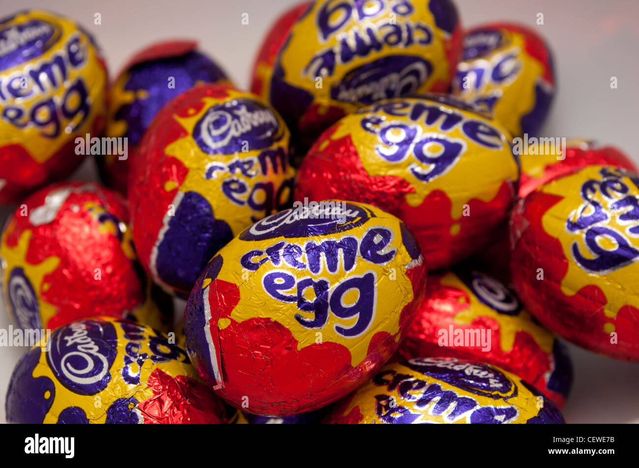 Bowl of Cadbury's creme egg minis Stock Photo