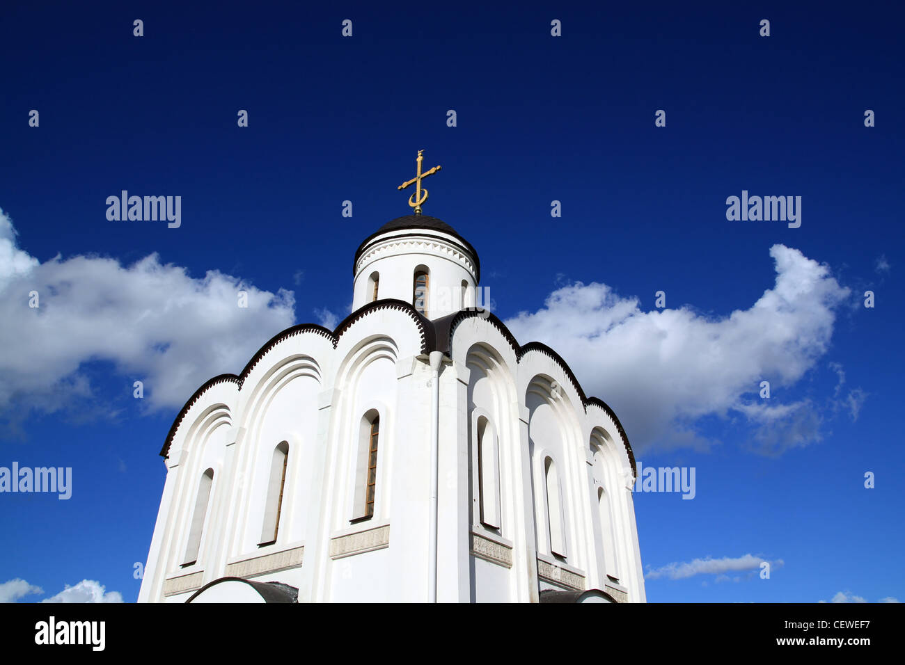 christian orthodox church on celestial background Stock Photo