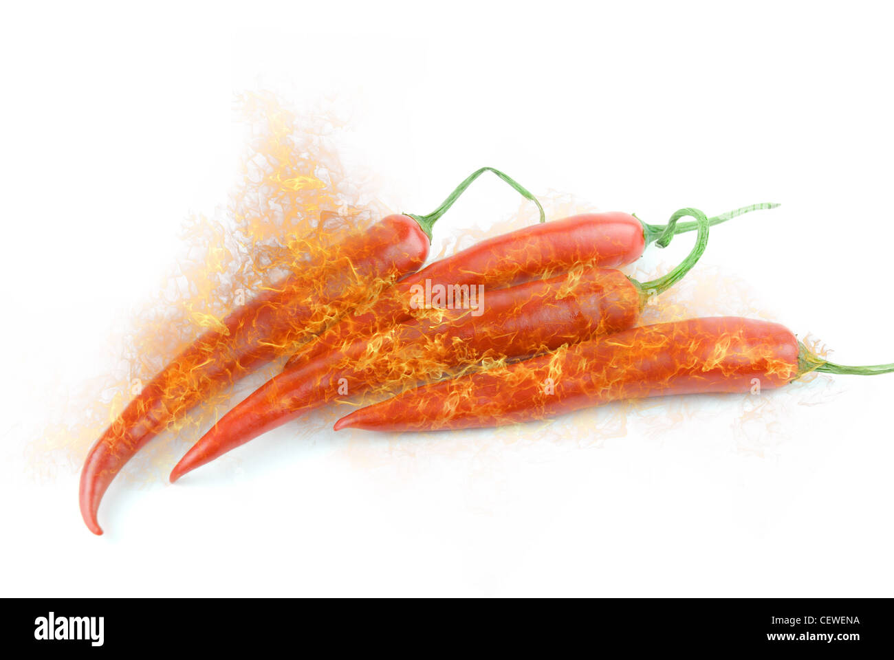 red hot chili peppers isolated on white Stock Photo - Alamy