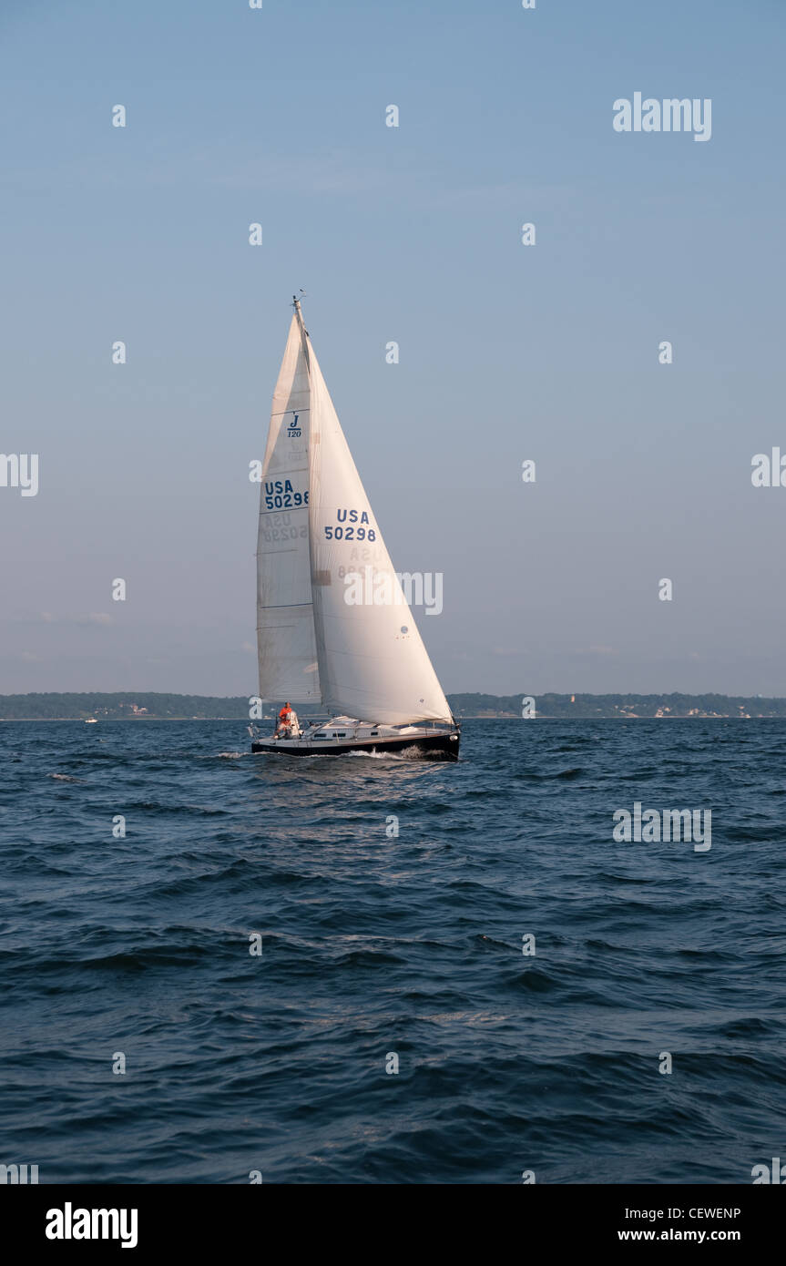 Sailboat on Long Island Sound New York Stock Photo Alamy